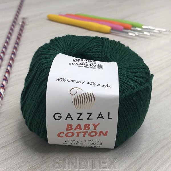 Пряжа Gazzal – Baby Cotton колір 3467 Смарагд від компанії SINDTEX - фото 1