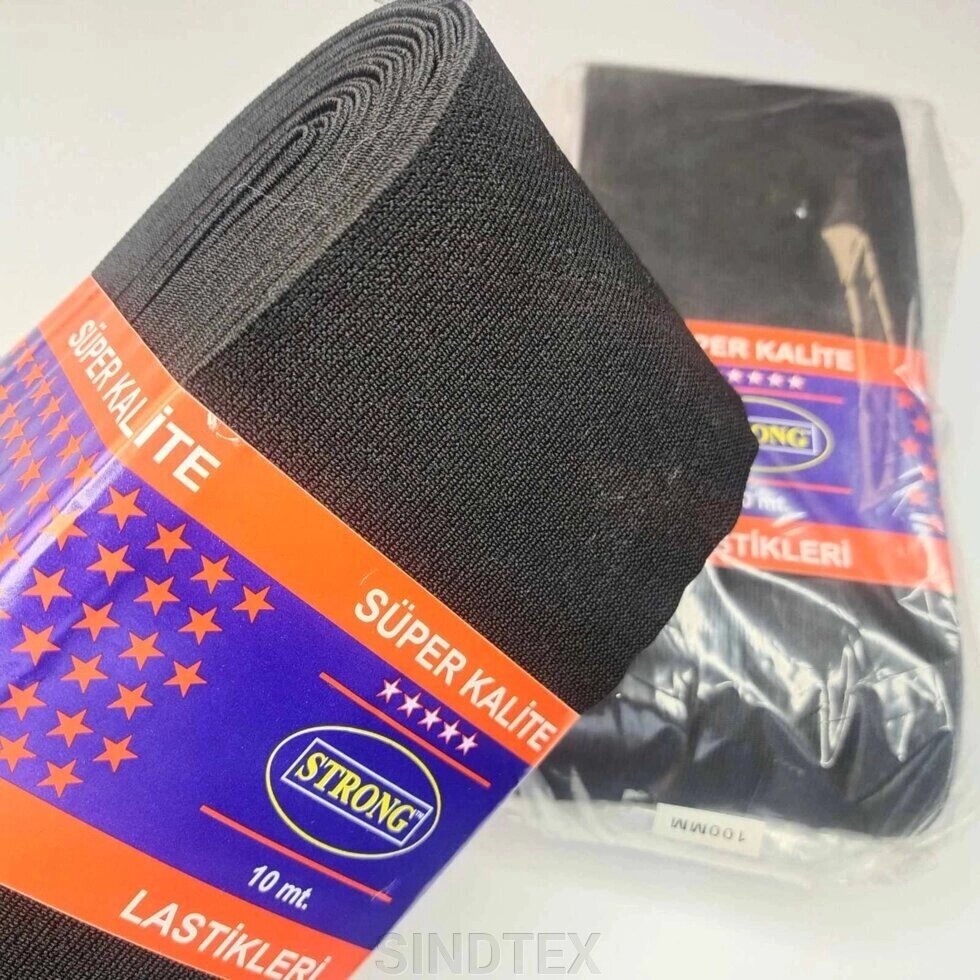 Резинка для одягу широка Strong 10 см чорна від компанії SINDTEX - фото 1