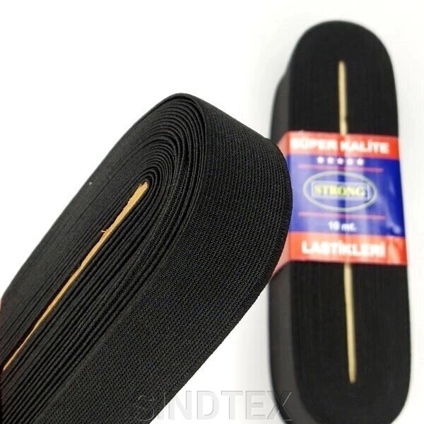 Резинка для одягу широка Strong 3,5 см чорний від компанії SINDTEX - фото 1