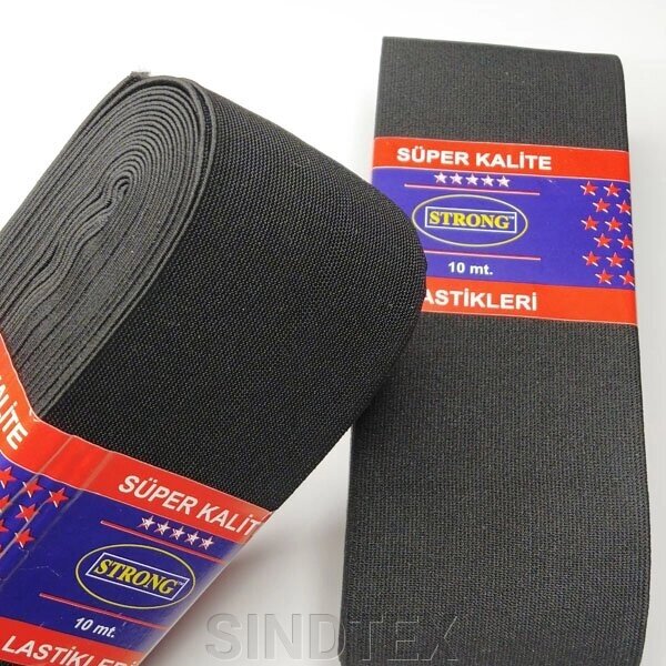 Резинка для одягу широка Strong 8 см чорна від компанії SINDTEX - фото 1
