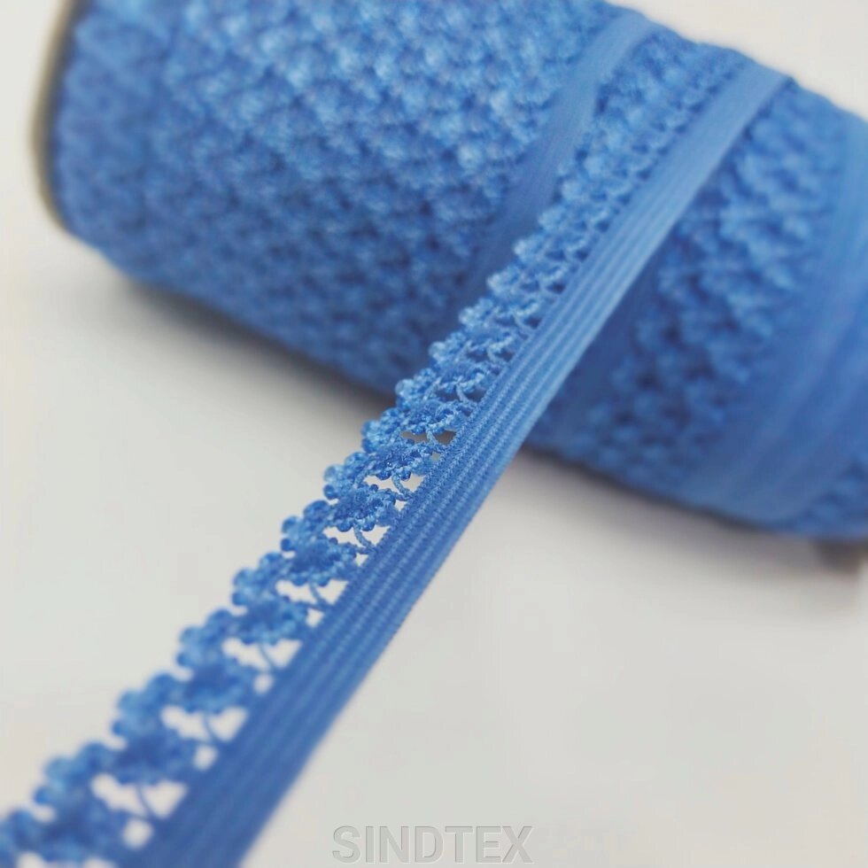 Резинка для шиття нижньої білизни (оздоблювальна) 13 мм на метр синій від компанії SINDTEX - фото 1