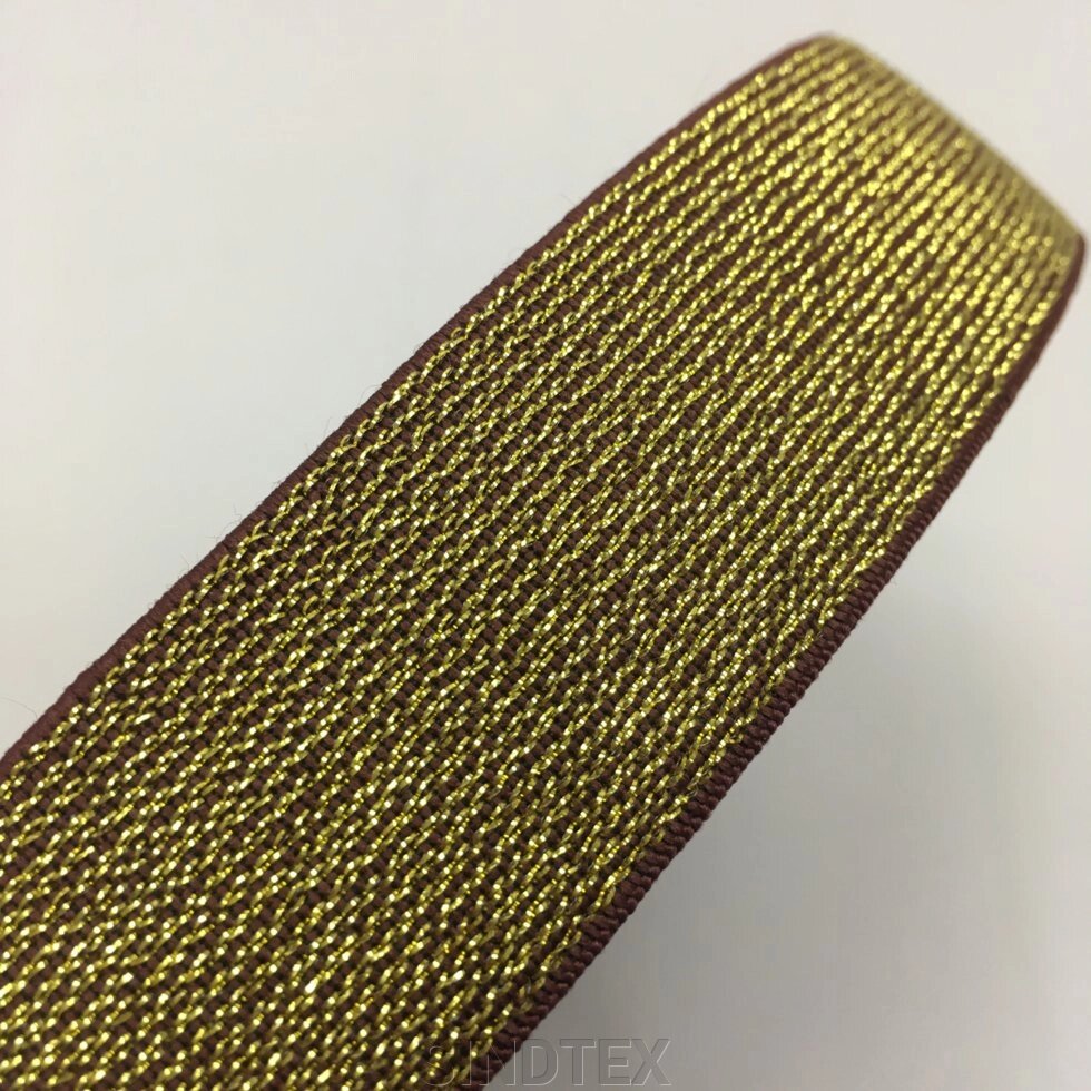 Резинка поясна 3 см бордо з золотим люрексом від компанії SINDTEX - фото 1