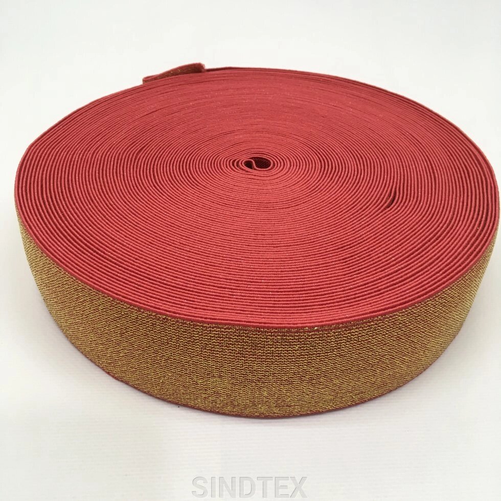 Резинка поясна 5 см червоний із золотим люрексом від компанії SINDTEX - фото 1