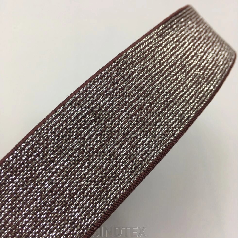 Резинка поясня 3 см Бордо з сріблом люрекс від компанії SINDTEX - фото 1
