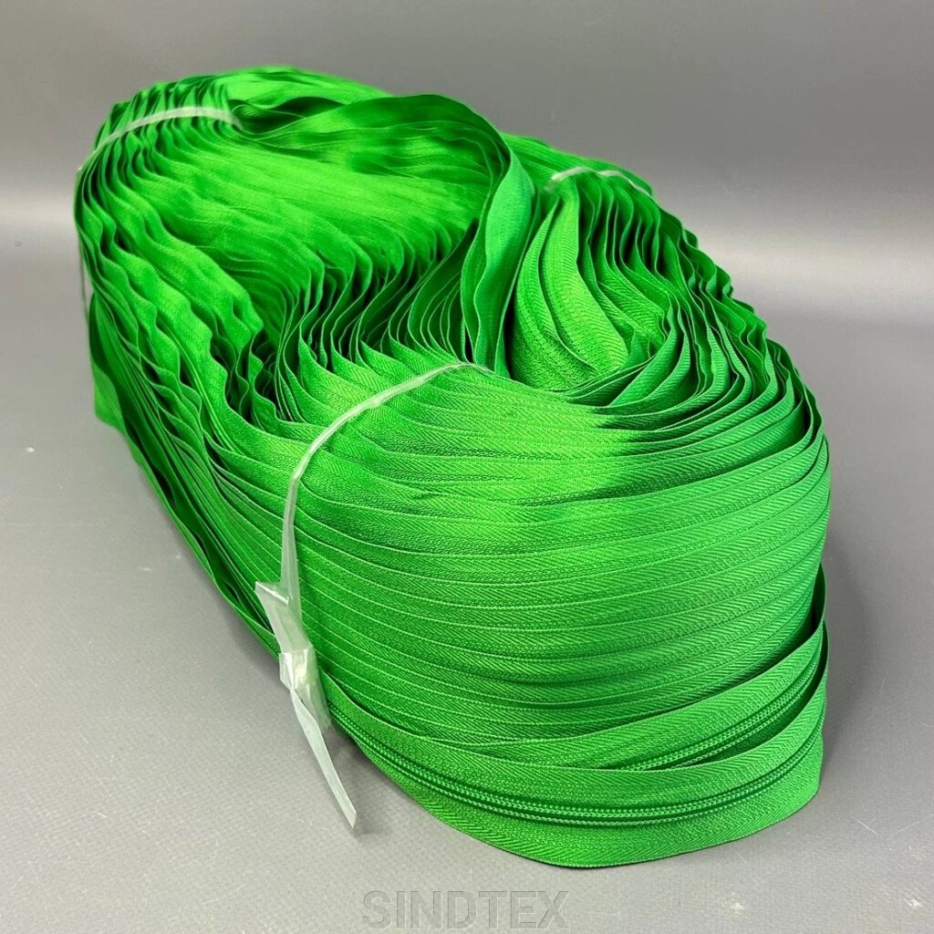 Рулонна блискавка, спіраль Т-5 колір #150 зелений яскравий від компанії SINDTEX - фото 1