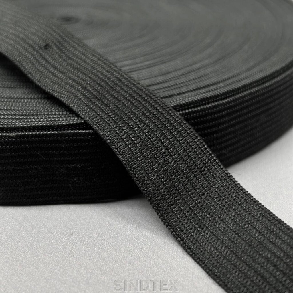 Широка білизняна резинка для одягу чорний 1,7 см х 25 м від компанії SINDTEX - фото 1