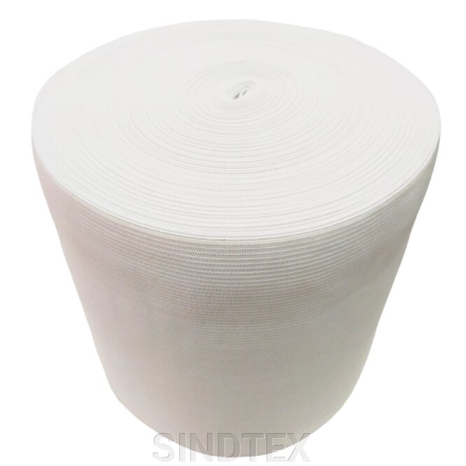 Широка білизняна резинка для одягу Sindtex біла 20 см х 22,5 м від компанії SINDTEX - фото 1