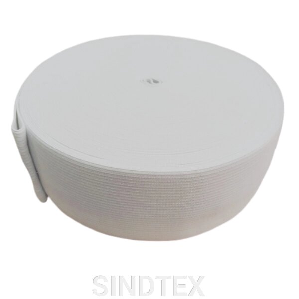 Широка білизняна резинка для одягу Sindtex білий 6 см х 22,5 м від компанії SINDTEX - фото 1