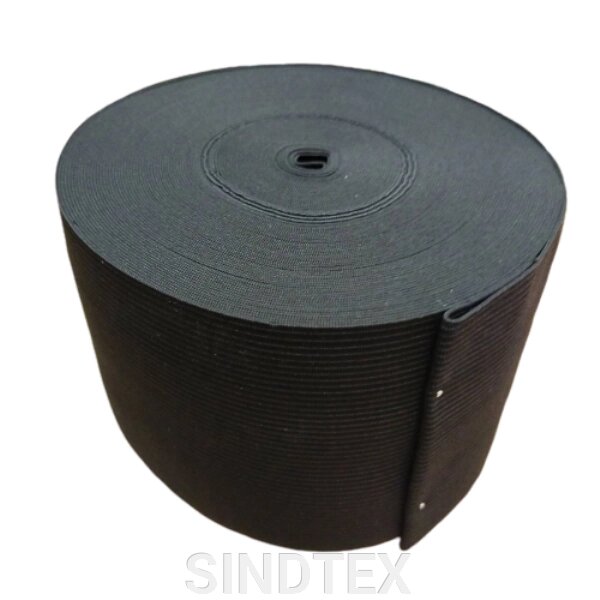 Широка білизняна резинка для одягу Sindtex чорний 10 см х 22,5 м від компанії SINDTEX - фото 1