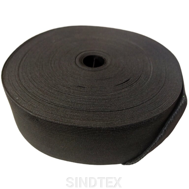 Широка білизняна резинка для одягу Sindtex чорний 5 см х 22,5 м від компанії SINDTEX - фото 1