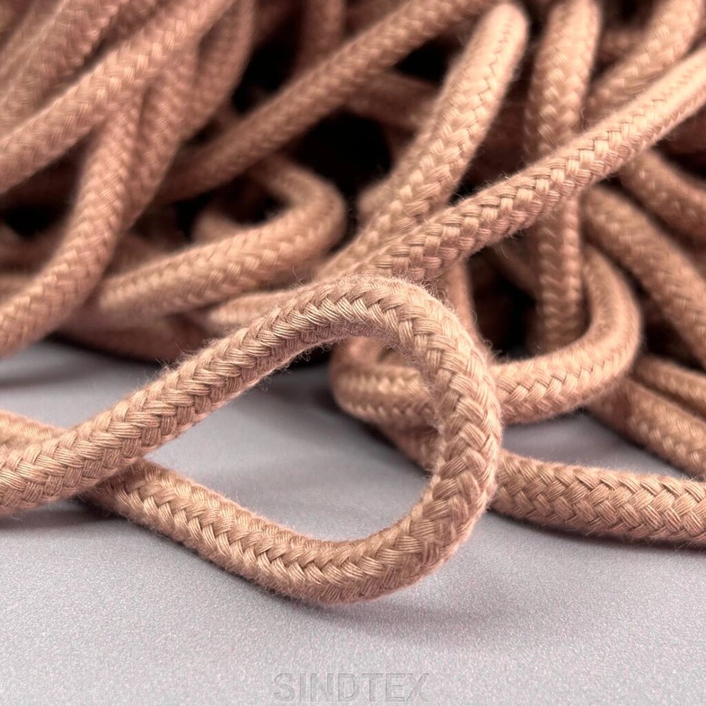 Шнур бавовняний плетений із сердечником 5 мм - бежевий темний від компанії SINDTEX - фото 1