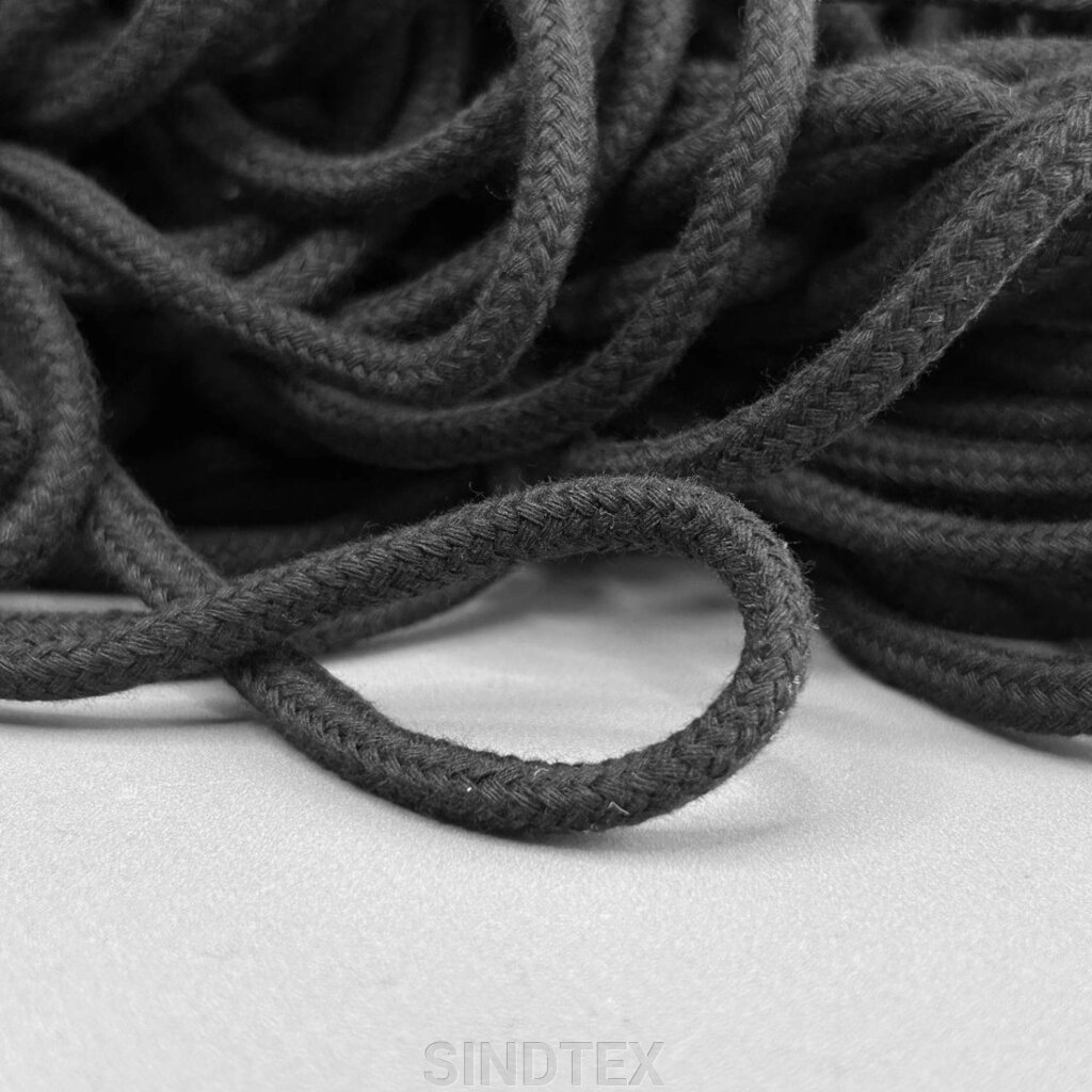 Шнур бавовняний плетений із сердечником 5 мм - чорний від компанії SINDTEX - фото 1
