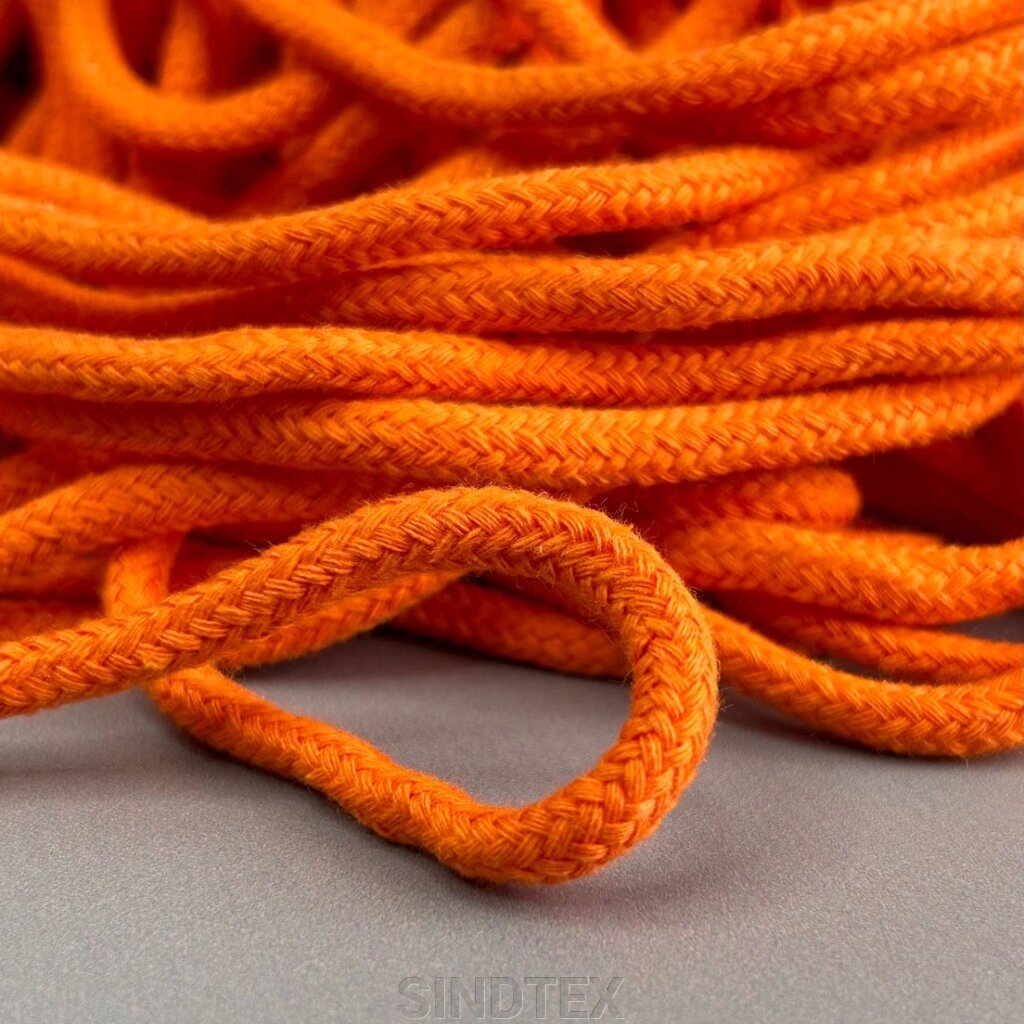 Шнур бавовняний плетений із сердечником 5 мм - помаранчевий від компанії SINDTEX - фото 1