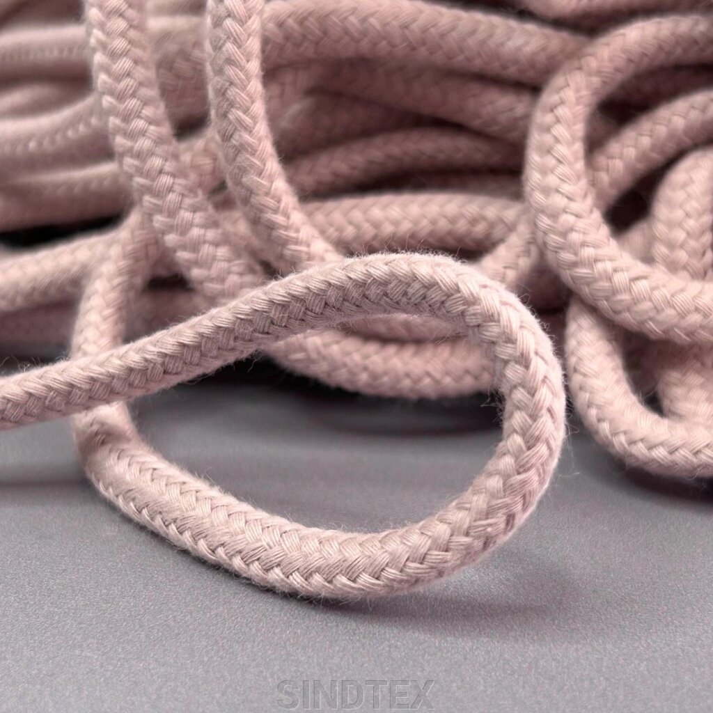 Шнур бавовняний плетений із сердечником 5 мм - пудровий від компанії SINDTEX - фото 1