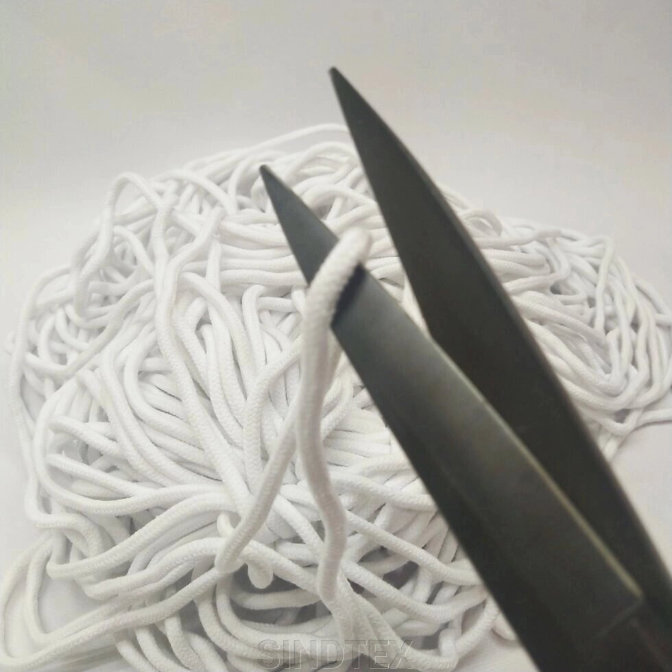 Шнур білий круглий плетений 0,5 см (акрил) "бавовна" від компанії SINDTEX - фото 1