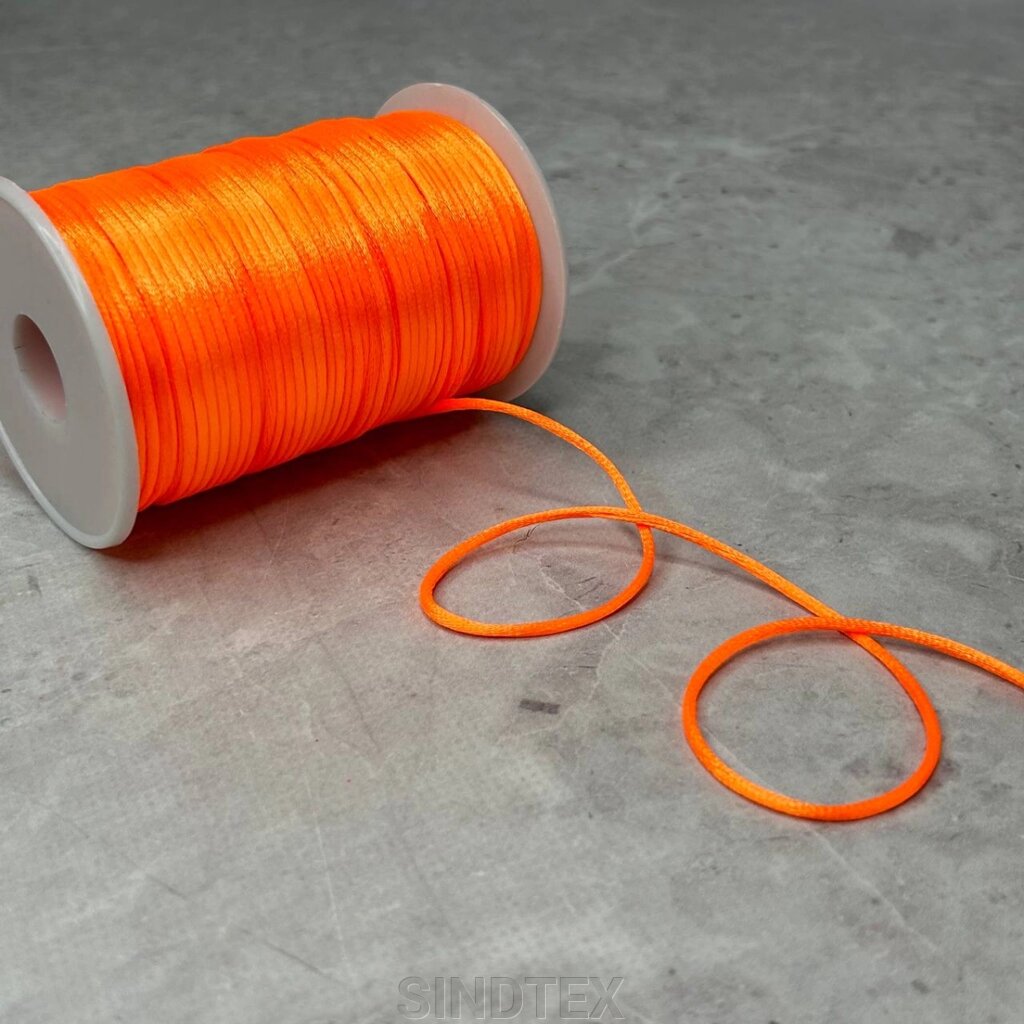 Шнур корсетний (сатиновий, шовковий) 2мм, 100 ярдів - яскравий оранж від компанії SINDTEX - фото 1