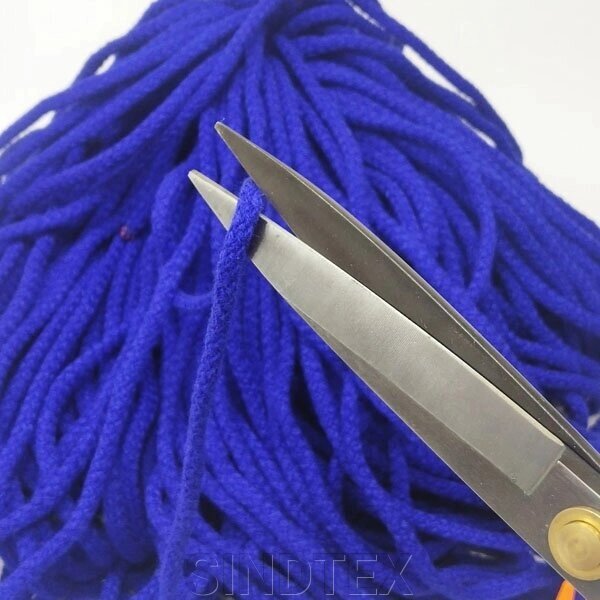 Шнур синій круглий плетений 0,6 см (акрил) "бавовна" від компанії SINDTEX - фото 1