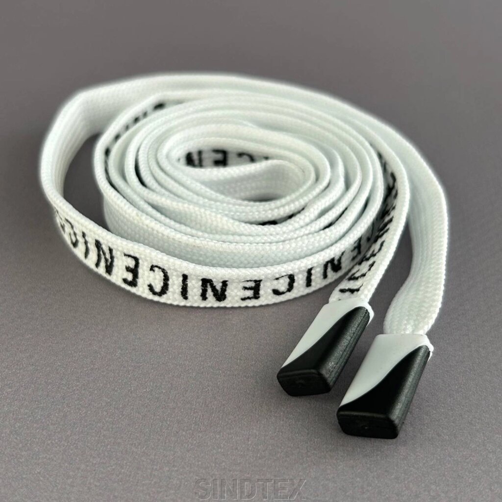 Шнурок для одягу плоский 135 см довжина, 10 мм - білий Nice від компанії SINDTEX - фото 1