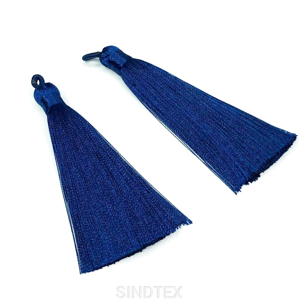 Шовкові кисті для сережок 8 см - синій темний від компанії SINDTEX - фото 1