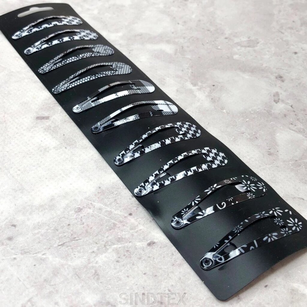 Шпильки-хлопавки 4,5 см довжина, 10 шт набір - чорний мікс від компанії SINDTEX - фото 1