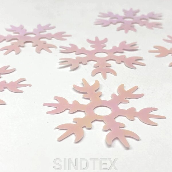 Сніжинка паєтка 4,5 см - 10 гр біла з переливом від компанії SINDTEX - фото 1