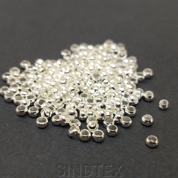 Стопери-затискачі барило для намиста 2,5 мм, колір світле срібло- 5гр/уп від компанії SINDTEX - фото 1