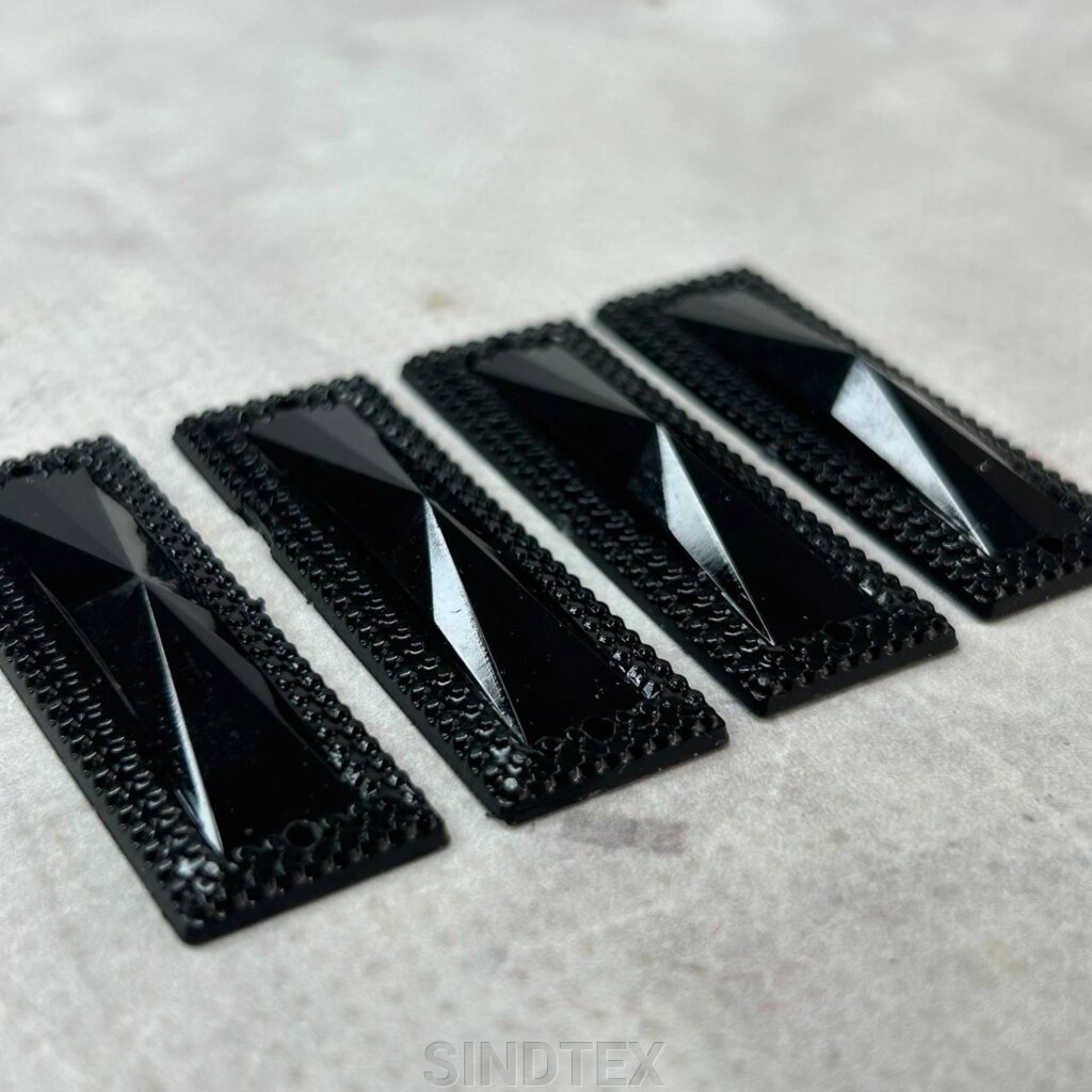 Стрази акрилові пришивні планка 15х45 мм, чорний від компанії SINDTEX - фото 1