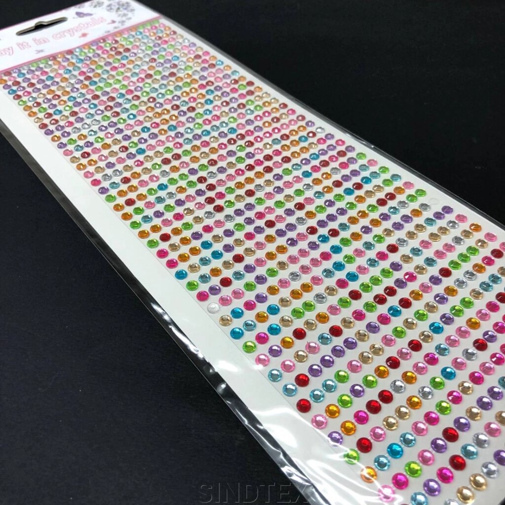 Стрази клейові 4 мм на планшетці, 900 шт - мікс кольорів від компанії SINDTEX - фото 1