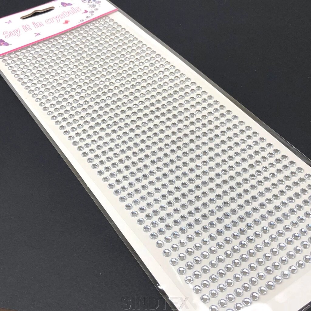 Стрази клейові 4 мм на планшетці, 900 шт - сріблий кристал від компанії SINDTEX - фото 1