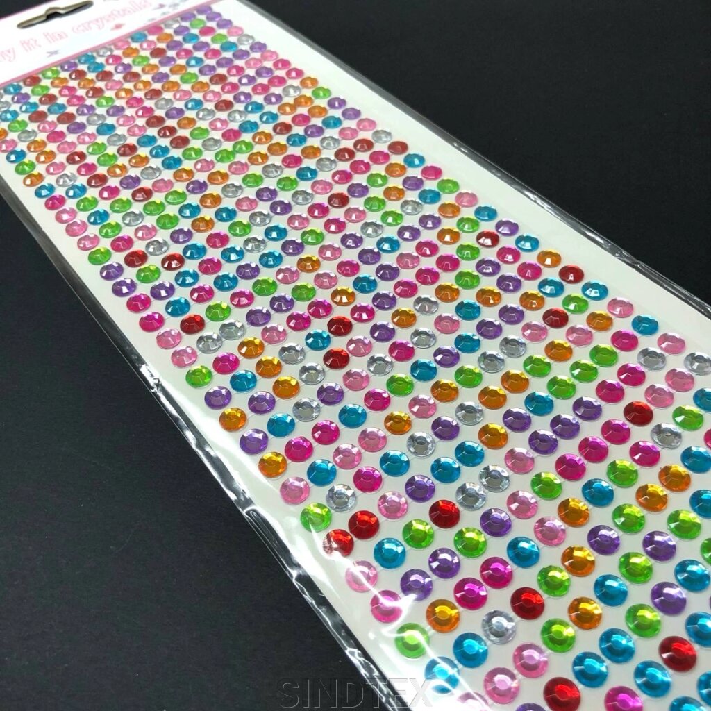 Стрази клейові 6 мм на планшетці, 504 шт - мікс кольорів від компанії SINDTEX - фото 1
