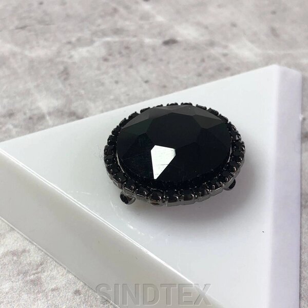 Стрази скляні круглі 22 мм пришивні, Crystal black від компанії SINDTEX - фото 1