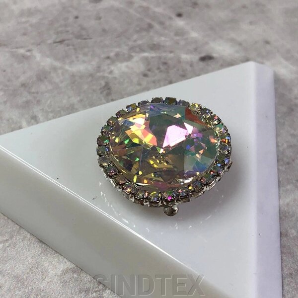 Стрази скляні круглі 22 мм, пришивні Crystal із покриттям АВ від компанії SINDTEX - фото 1