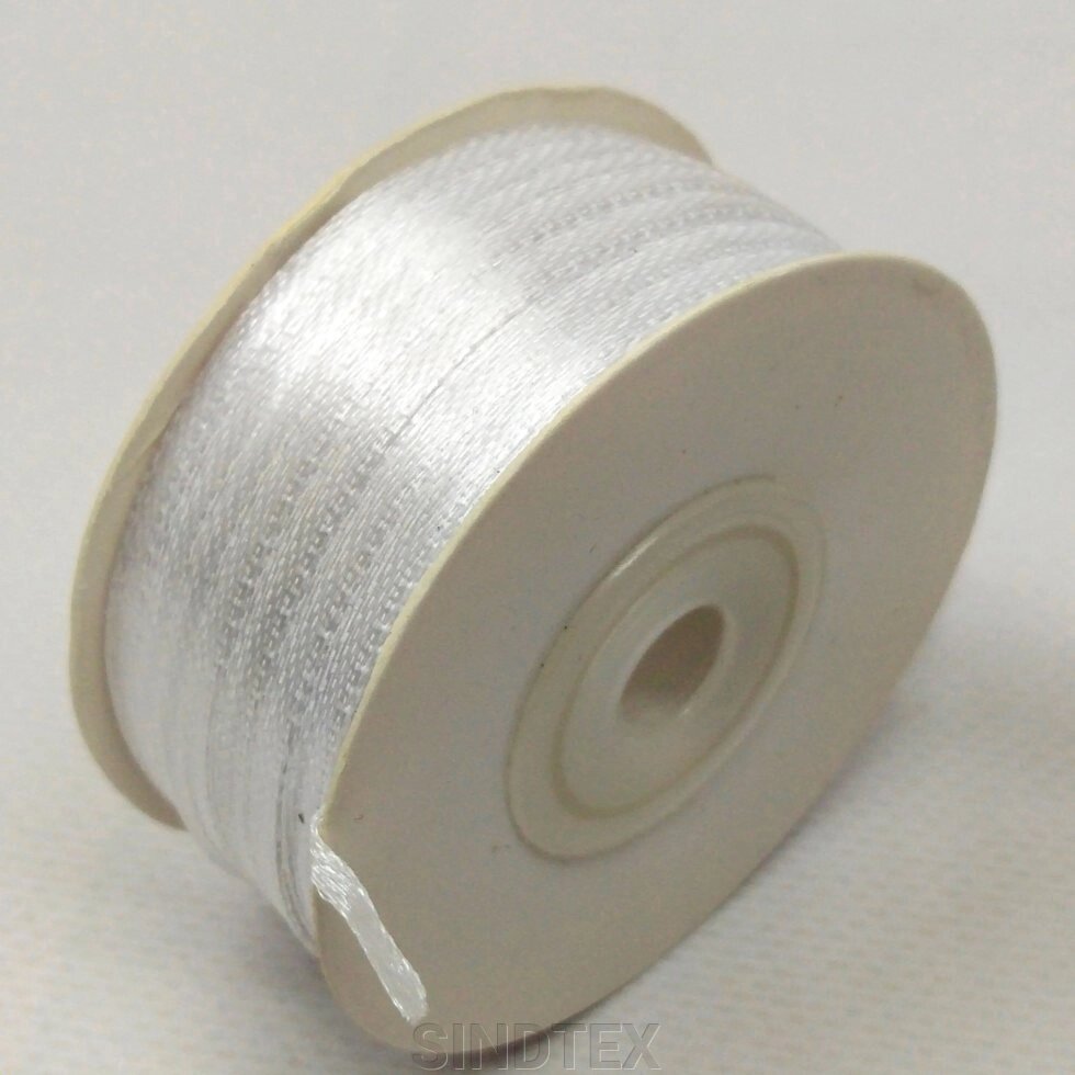 Стрічка атласна 0,3 см (3 мм) біла від компанії SINDTEX - фото 1