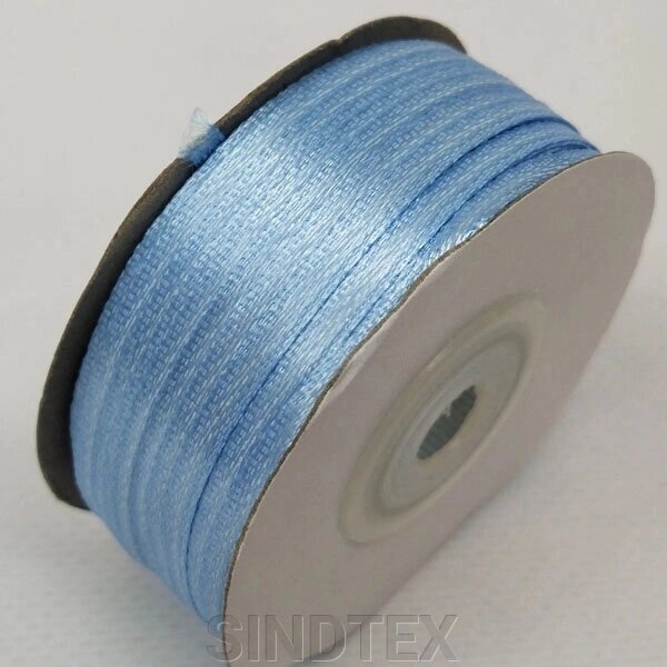 Стрічка атласна 0,3 см. (3 мм) блакитна від компанії SINDTEX - фото 1