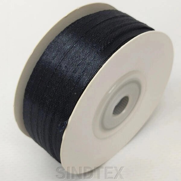 Стрічка атласна 0,3 см (3 мм) чорна від компанії SINDTEX - фото 1