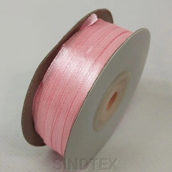 Стрічка атласна 0,3 см. (3 мм) рожева бліда від компанії SINDTEX - фото 1