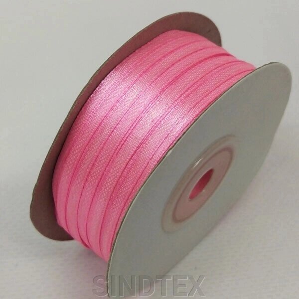 Стрічка атласна 0,3 см. (3 мм) рожева від компанії SINDTEX - фото 1