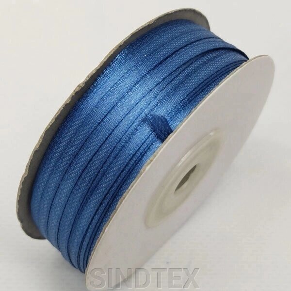 Стрічка атласна 0,3 см. (3 мм) синій джинс від компанії SINDTEX - фото 1