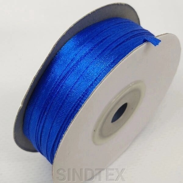 Стрічка атласна 0,3 см. (3 мм) синій електрик від компанії SINDTEX - фото 1