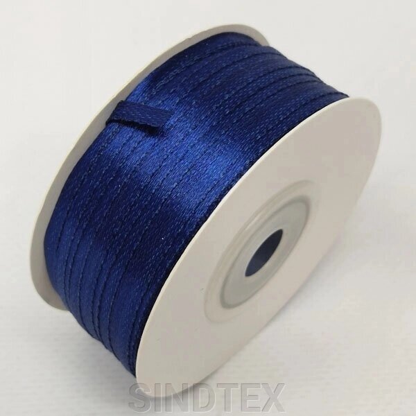 Стрічка атласна 0,3 см. (3 мм) синій темний від компанії SINDTEX - фото 1