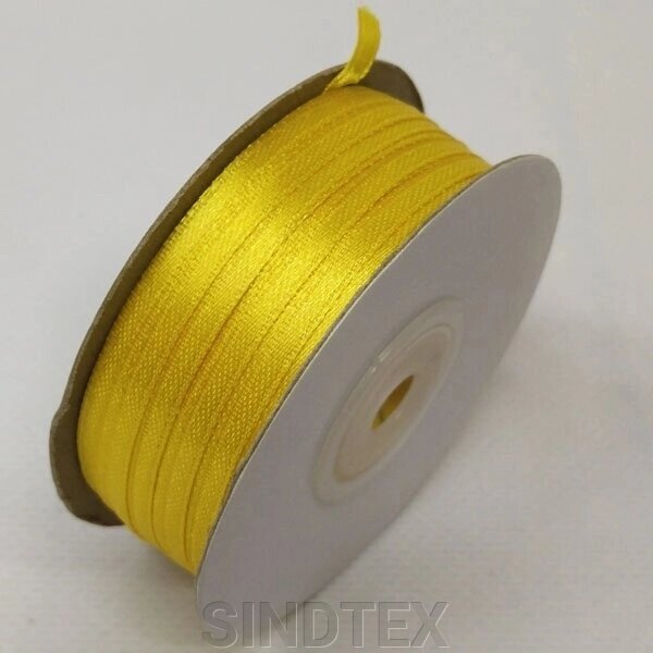 Стрічка атласна 0,3 см (3 мм) жовта від компанії SINDTEX - фото 1