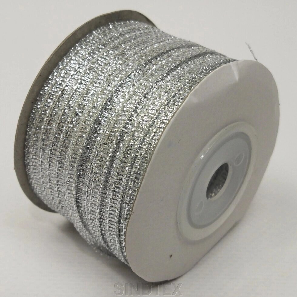 Стрічка парча 0,3см - 90м, колір срібло від компанії SINDTEX - фото 1