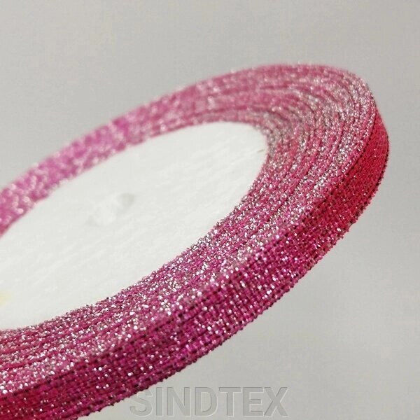 Стрічка парча 0,6см - 23м, колір срібло на рожевому від компанії SINDTEX - фото 1