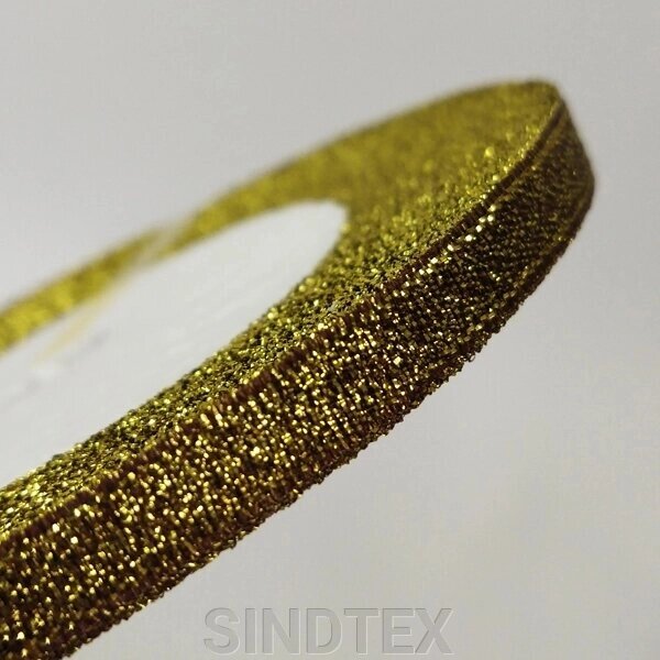 Стрічка парча 0,6см - 23м, колір золото на коричневому від компанії SINDTEX - фото 1