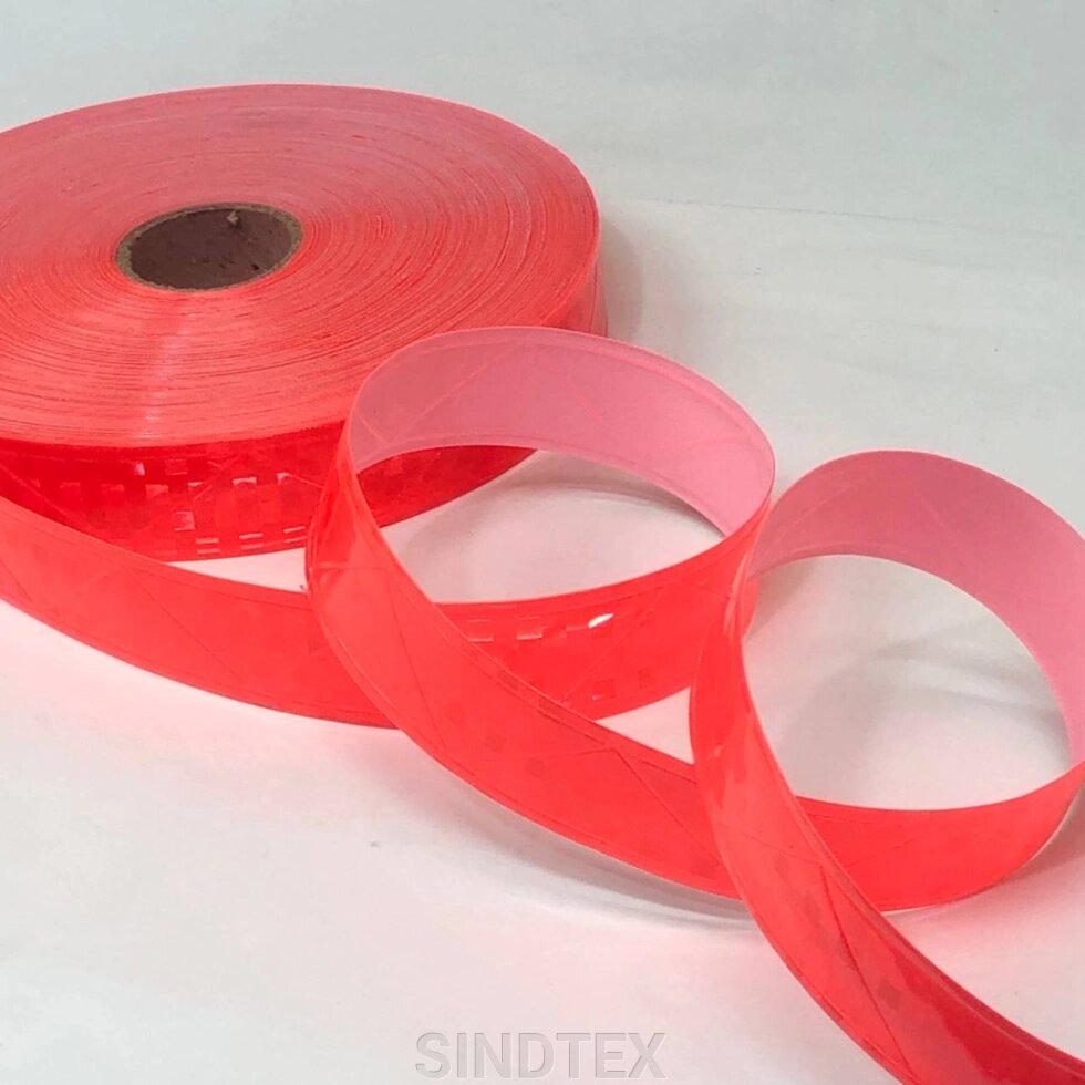 Стрічка світловідбивна 23 мм, ПВХ - помаранчевий яскравий від компанії SINDTEX - фото 1