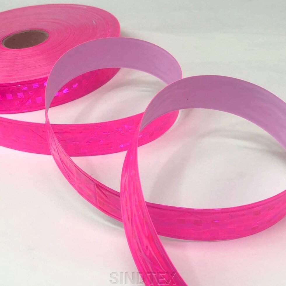 Стрічка світловідбивна 23 мм, ПВХ - рожевий яскравий від компанії SINDTEX - фото 1