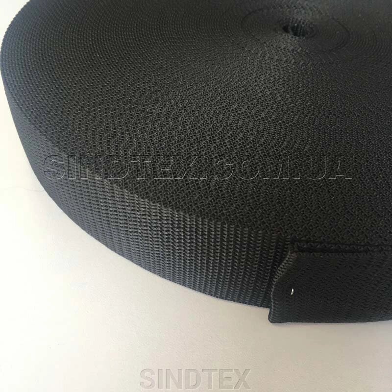 Стропа м'яка сумкова-ремінна, 3,8 см (бухта 50 яр. Чорний) від компанії SINDTEX - фото 1
