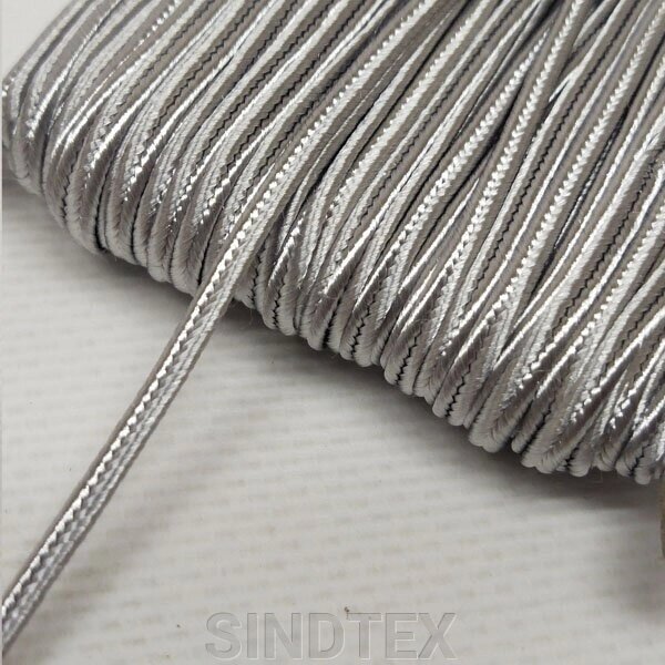 Сутажний шнур плоский 3мм - срібло від компанії SINDTEX - фото 1