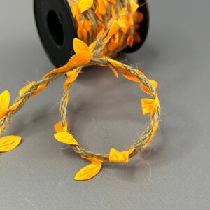 Тасьма мотузка з листочками "Ліана" 20 мм, моток 9 м - помаранчевий