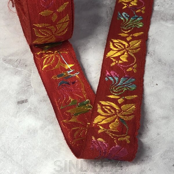 Тесьма з українським орнаментом 25 мм - червона від компанії SINDTEX - фото 1